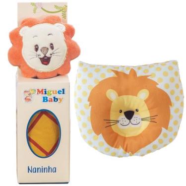 Imagem de Kit Naninha + Travesseiro Bebê Anatômico Apoio Cabeça Leão - Florenza 