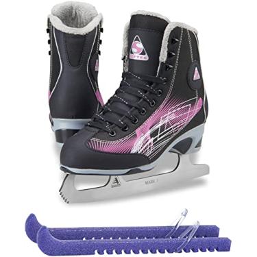 Imagem de Patins femininos Skate Guru Jackson Ultima Rave RV2000 preto/roxo, tamanho: adulto 6 com protetores de skate de guarda roxo grátis