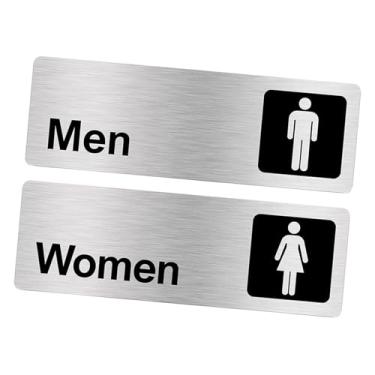 Imagem de Bothyi Placa de identificação de banheiro Símbolo de vaso sanitário Placas de porta Fácil instalação Decalque de banheiro Sinalização de banheiro público