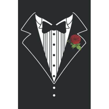 Imagem de Funny Tuxedo Wedding Fake Tux Bachelor Prom: HEARTS JOURNAL - 6" x 9", 120 Pages: Planner, Lined College Ruled Paper, Journal, Diary, Matte Finish Cover.
