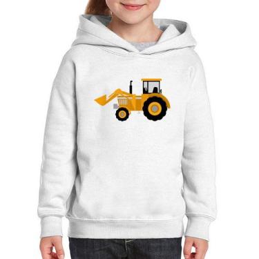 Imagem de Moletom Infantil Trator Pá Carregadeira Amarelo - Foca na Moda, Branco