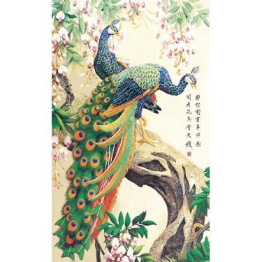 Imagem de Quebra-cabeça de Madeira 1000 Peças – Pavões Coloridos | Arte Oriental Tradicional | Com Pôster em Tamanho Real, Separadores e Cola | Jogo Relaxante Adulto e Infantil |O Puzzle