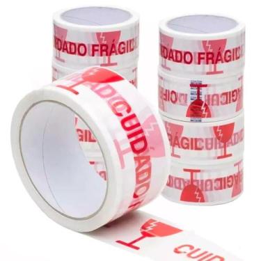 Imagem de Kit 50 fitas adesivas Cuidado Frágil (48 x50 Metros) - tiger embalagem