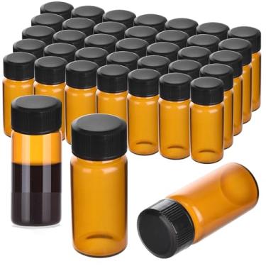 Imagem de BIGLEE 100 frascos de vidro âmbar pequenos com tampas de rosca (5 ml)