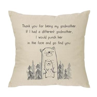Imagem de XUNLIZXY Capa de almofada engraçada madrinha presente de afilhado para aniversário, Natal, Dia das Mães, aposentadoria, capa de almofada Thanks for Being My Godmother