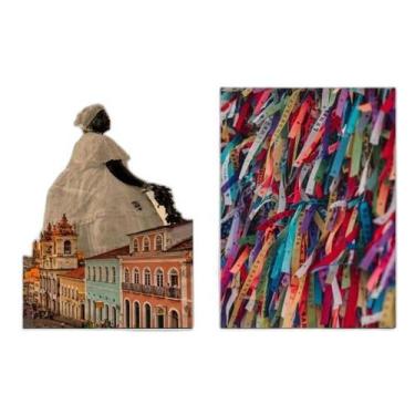 Imagem de Kit 2 Quadros Salvador Bahia 45x34cm - Madeira Preta - Quadros On-Line