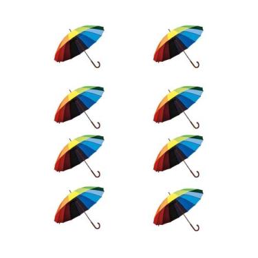 Imagem de 8 Guardas Chuva Arco Iris 16 Varetas Automático Reforçado - Guardalux