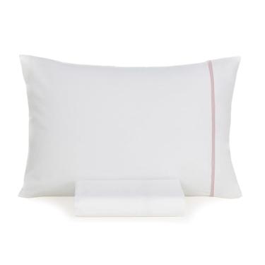 Imagem de Karsten Jogo de Cama Noah Branco e Rosa Giz Solteiro 100% Algodão 2 peças