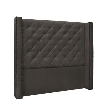Imagem de Cabeceira Cama Box King e Recamier Vicenza 219cm King Size Suede Estrutura Madeira Cinza