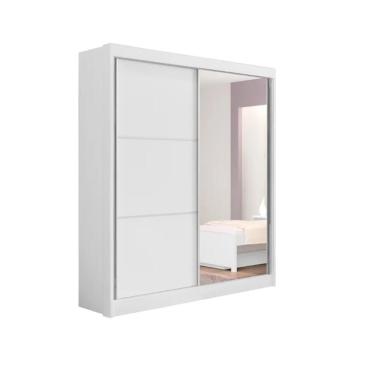 Imagem de Guarda Roupa 2 Portas De Correr Com Espelho 3 Gavetas Atenas D'doro Branco