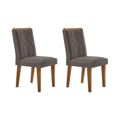 Imagem de Kit 2 Cadeiras Sala Jantar Alegra 2 Un Madeira Capuccino Suede Grafite Rufato
