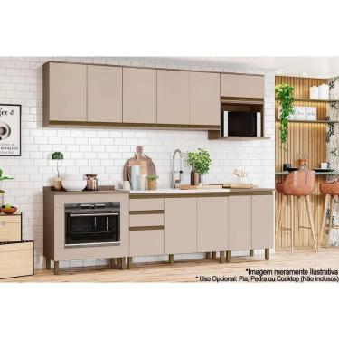 Imagem de Cozinha Completa Connect 10 Módulos 8 Portas 2 Gavetas MDP Branco com Tampo e Nicho