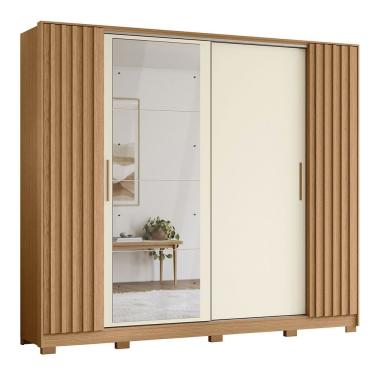 Imagem de Guarda Roupa Jacarandá 4 Espelhos Ripado 1 Espelho Albatroz Freijó/off White (flex)