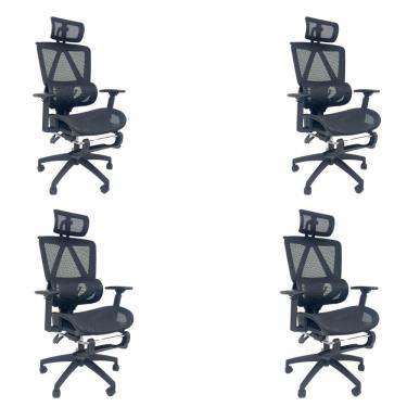 Imagem de Kit 4 Cadeiras de Escritório Presidente Executiva Oficial Titan Preto