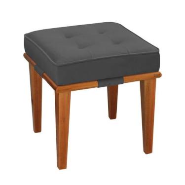 Imagem de Pufe Decorativo Quadrado Base Madeira Dion - Due Decor, Velutto Preto