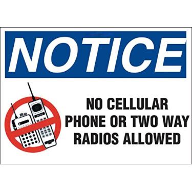 Imagem de Zing Placa Green Products 2752 de alumínio reciclado "Aviso não é permitido telefones celulares ou rádios bidirecionais", 35,5 cm de comprimento, 25,4 cm de largura