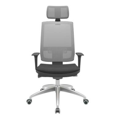 Imagem de Cadeira Office Brizza Tela Cinza Com Encosto Assento Poliester Preto A