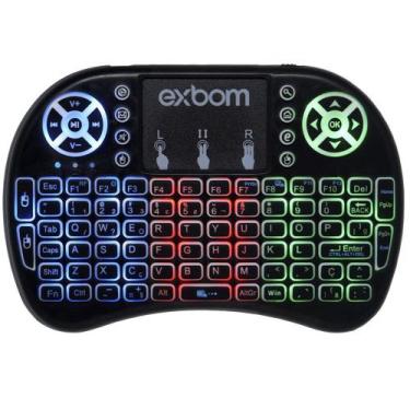 Imagem de Mini Teclado Mouse Touchpad Wireless Iluminado Wifi Sem Fio Exbom BK-B