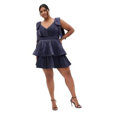 Imagem de City Chic Vestido feminino plus size - Betty Ruffle Mini, Azul marino, 52