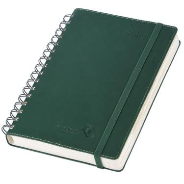 Imagem de POPRUN Agenda diária 2026, uma página por dia (Médio 15 x 21 cm) - Calendário de 12 meses com compartimentos de hora em hora, bolso interno, abas mensais, porta-canetas TJ - Verde floresta