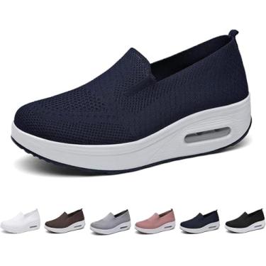Imagem de Tênis Ortopédicos Femininos, Almofada De Ar Slip On Walking Shoes, Tênis De Plataforma Confortável Casual Mesh Up Stretch, Corrida De Verão Leve E Respirável, Dark Brown, 6 UK