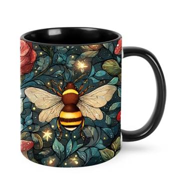 Imagem de opshksog Caneca de café de abelha 325 ml xícara de chá de cerâmica com alça canecas de porcelana engraçadas para mulheres seguras para lava-louças e micro-ondas