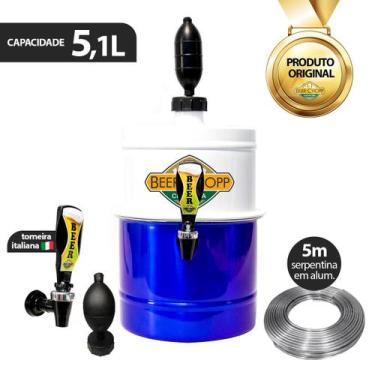 Imagem de Chopeira Portátil a Gelo Beer Chopp 5,1 Litros - Branca/Azul, Branca/A