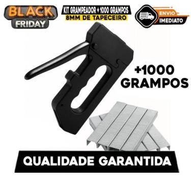 Imagem de Kit Grampeador + 2000 Grampos 8MM de Tapeceiro Alta Pressão Profission