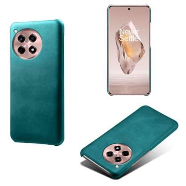 Imagem de Capa para Oneplus 12R 5G,Proteção contra quedas,Casca de volta de cor sólida simples,Design de couro de imitação de plástico-Green