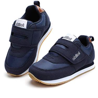 Imagem de Sapatos infantis okilol | Tênis com fecho de velcro | Meninos e meninas, Azul marino, 10 Toddler