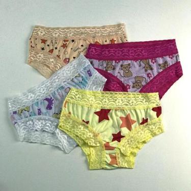 Imagem de Kit 4 Roupa Intima Calcinha Infantil Forro De Algodão Confortável - Em