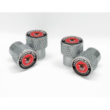 Imagem de Elektroplate Tampas de válvula de pneu serrilhadas de alumínio cromado oficialmente licenciado pela National Rifle Association NRA | Ajuste universal para carros, bicicletas, caminhões, trailers