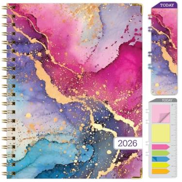 Imagem de Agenda Hardcover 2026, 21,6 cm x 28 cm: 14 meses (novembro de 2025 a dezembro de 2026), agenda mensal diária, agenda anual, marcador de livro, pasta de bolso e conjunto de notas adesivas (mármore