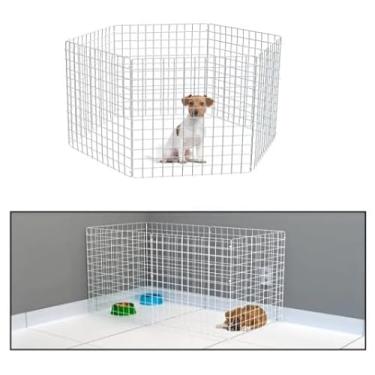 Imagem de Cercadinho Modulado para Pet Telas Aramadas com Abraçadeiras, 6 Painéis 60 cm x 60 cm Aço Carbono (Branco)