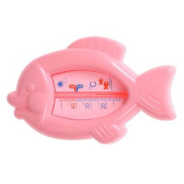 Imagem de Termômetro de água de banheira em forma de peixe rosa em plástico ABS 