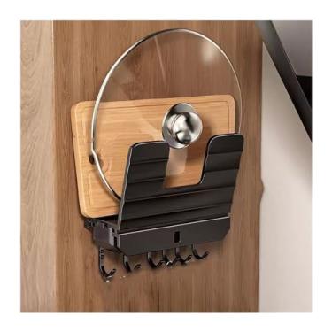 Imagem de AKALNNB Prateleira para tampa de panela, prateleira de cozinha, suporte para pendurar na parede, tábua de vegetais, prateleira de armazenamento de parede, organizador de tampa de panela (cor: D) (C)