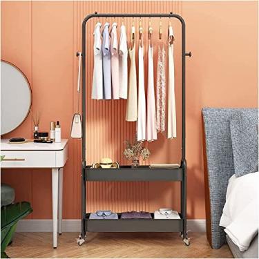 Imagem de Cabide para roupa, cabide com rodas, cabide de metal resistente independente, fácil de montar para armazenamento de roupas, suporte de exibição, barra de roupa para decoração de quarto, ne