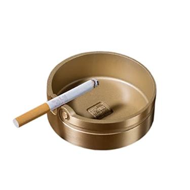 Imagem de Cinzeiros à prova de vento para cigarros Cinzeiro de metal de aço inoxidável, cinzeiro interno ao ar livre, decoração de escritório doméstico bandeja de cinzas para fumar (ouro) Suporte de bandeja de
