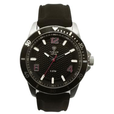 Imagem de Relógio Masculino de Aço Tuguir Analógico Infinity 9169B Prata e Preto e Vermelho