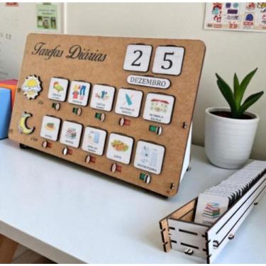 Imagem de Tarefas diárias quadro lúdico infantil incentivo organização - fenix