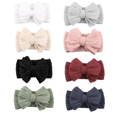 Imagem de Bandanas Baby Bows Chiduerm Faixas de cabelo de nylon para bebês de 8 