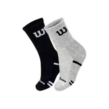 Imagem de Meia Esportiva Wilson Cano Longo Pack 02 Pares 39 a 44, Cinza, Preto