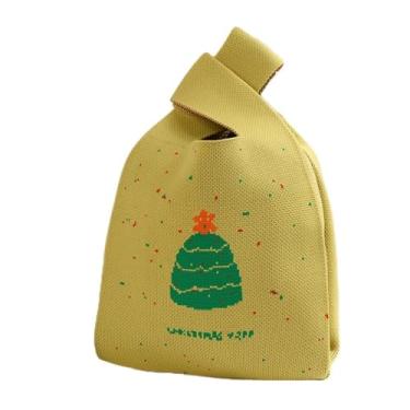 Imagem de Bolsa de lã de tricô casual com desenho animado de Natal fofa para presente de Natal (estilo H)