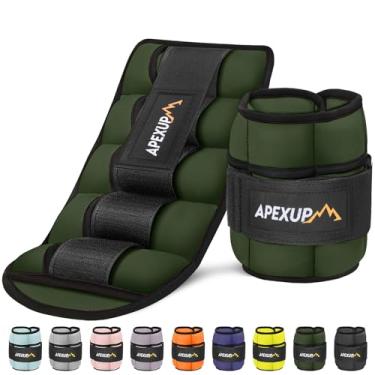 Imagem de APEXUP Caneleiras de 4,5 kg/par, caneleiras ajustáveis para mulheres e homens, tiras modularizadas de peso de perna para ioga, caminhada, corrida, aeróbica, academia, verde