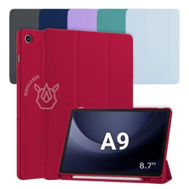 Imagem de Capa Smart Cover para Galaxy Tab A9 8.7" (2023), Kit Opcional com Película e Caneta, Magnética com Porta Caneta, Função Liga/Desliga SM-X110/X115 (Vermelho, Apenas Capa)