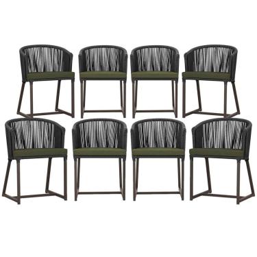 Imagem de 8 Cadeiras De Jantar área Noronha Marrom E13 Trama Original Preto