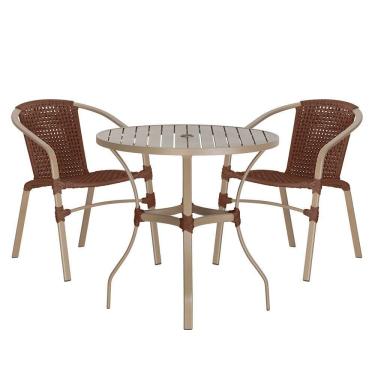 Imagem de 02 Cadeiras Floripa E Mesa Roma 100cm Fendi Trama Original Marrom