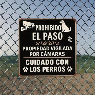Imagem de Prohibido El Paso Property Camera Dog Vintage Metal Tin Sign Wall Art - Decoração de parede retrô de 20 x 20 cm para casa, bar, garagem e escritório fazenda