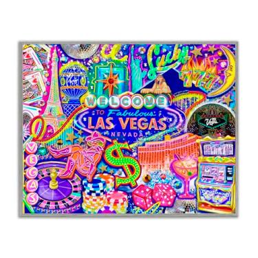 Imagem de Stupell Industries Fabulosa arte giclée emoldurada preta divertida de Las Vegas, design de Jess Stempel, 28 x 35 cm