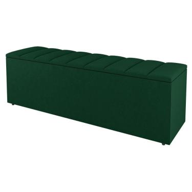 Imagem de Calçadeira Baú King Size Cora 190cm Suede Verde - Abmaza